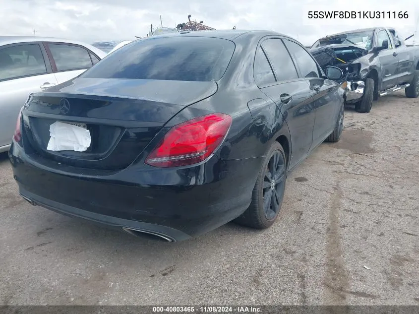 2019 Mercedes-Benz C 300 VIN: 55SWF8DB1KU311166 Lot: 40803465