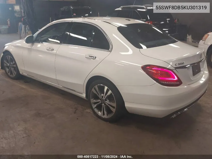 2019 Mercedes-Benz C 300 VIN: 55SWF8DB5KU301319 Lot: 40817223