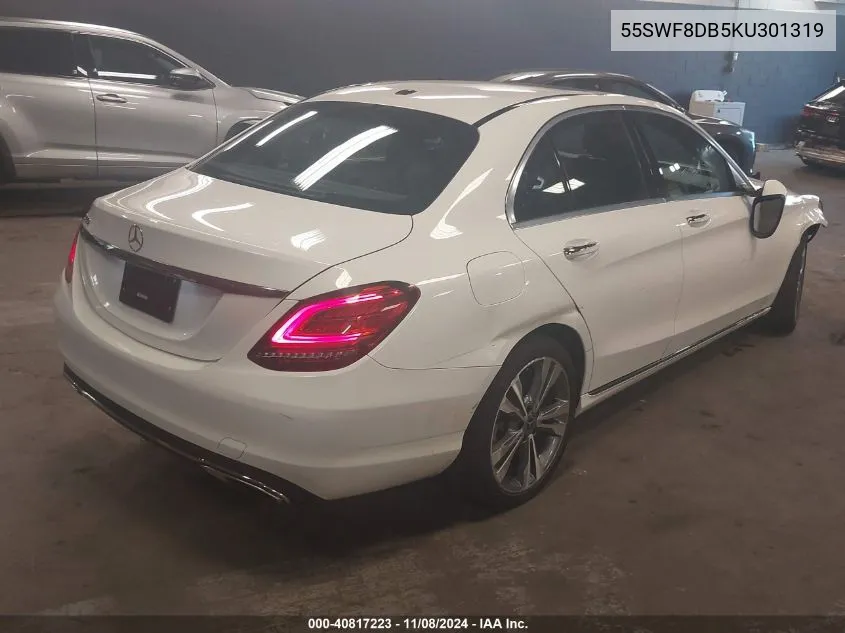 2019 Mercedes-Benz C 300 VIN: 55SWF8DB5KU301319 Lot: 40817223