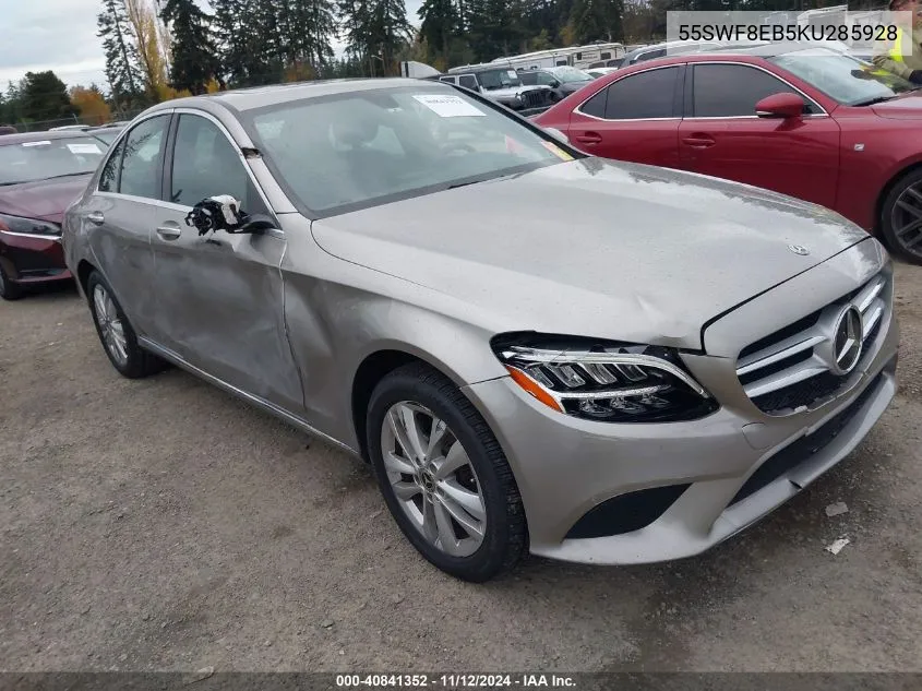 2019 Mercedes-Benz C 300 4Matic VIN: 55SWF8EB5KU285928 Lot: 40841352