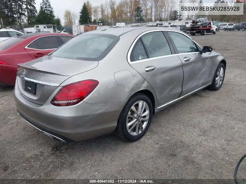 2019 Mercedes-Benz C 300 4Matic VIN: 55SWF8EB5KU285928 Lot: 40841352