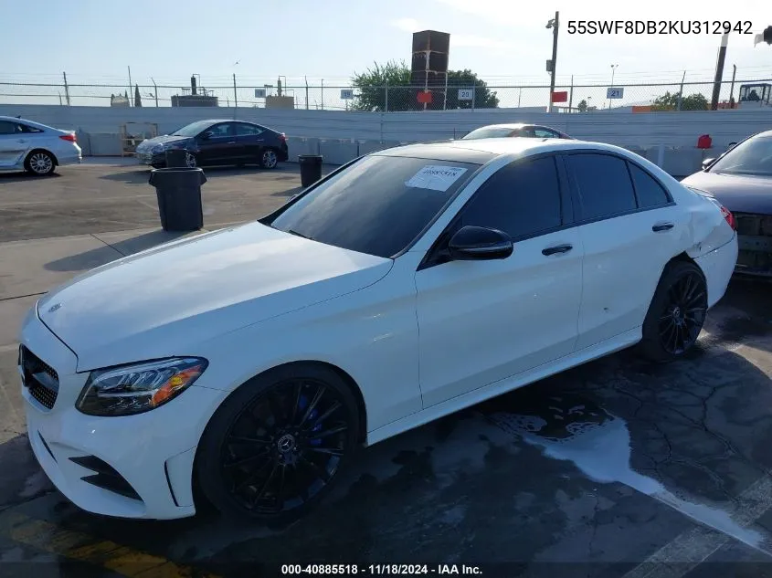 2019 Mercedes-Benz C 300 VIN: 55SWF8DB2KU312942 Lot: 40885518