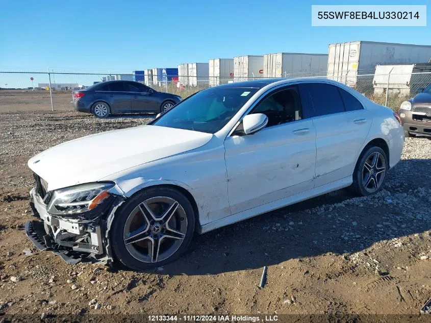 2020 Mercedes-Benz C-Class VIN: 55SWF8EB4LU330214 Lot: 12133344