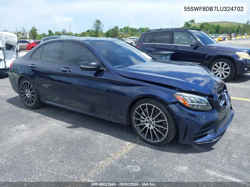 2020 Mercedes-Benz C 300 VIN: 55SWF8DB7LU324702 Lot: 40023645