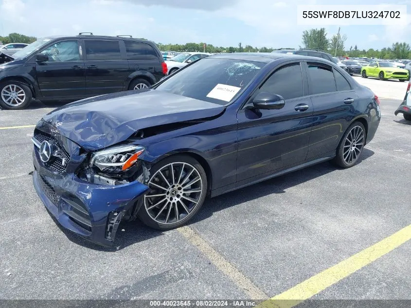 2020 Mercedes-Benz C 300 VIN: 55SWF8DB7LU324702 Lot: 40023645