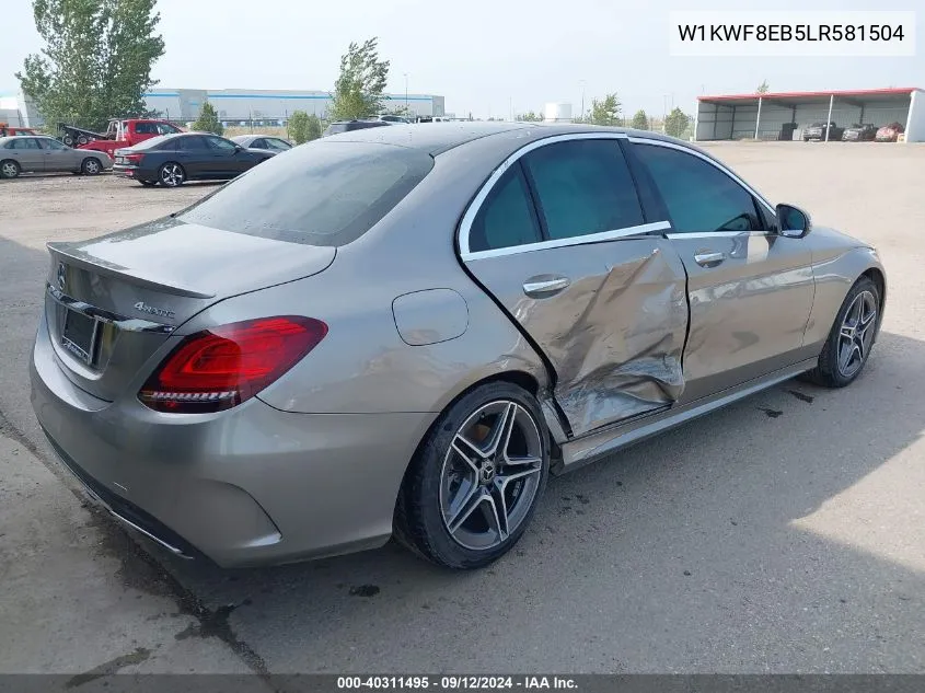 2020 Mercedes-Benz C 300 4Matic VIN: W1KWF8EB5LR581504 Lot: 40311495