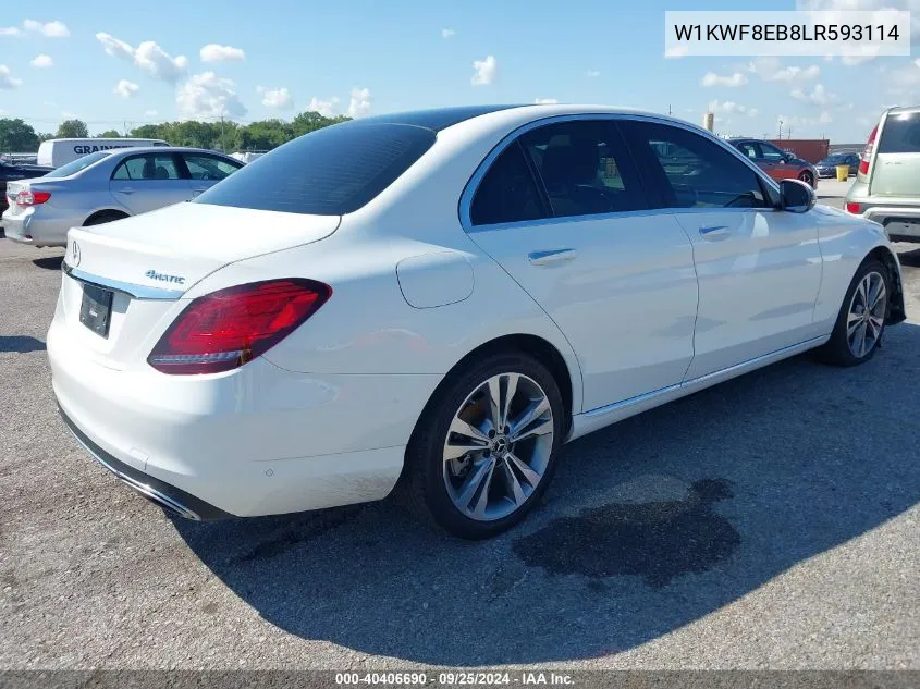 2020 Mercedes-Benz C 300 4Matic VIN: W1KWF8EB8LR593114 Lot: 40406690