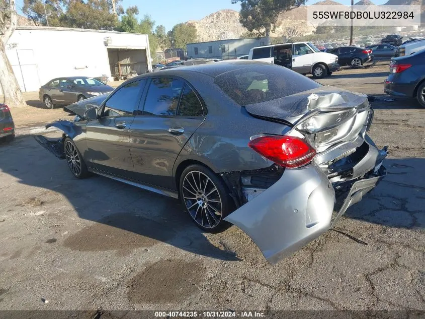 2020 Mercedes-Benz C 300 VIN: 55SWF8DB0LU322984 Lot: 40744235