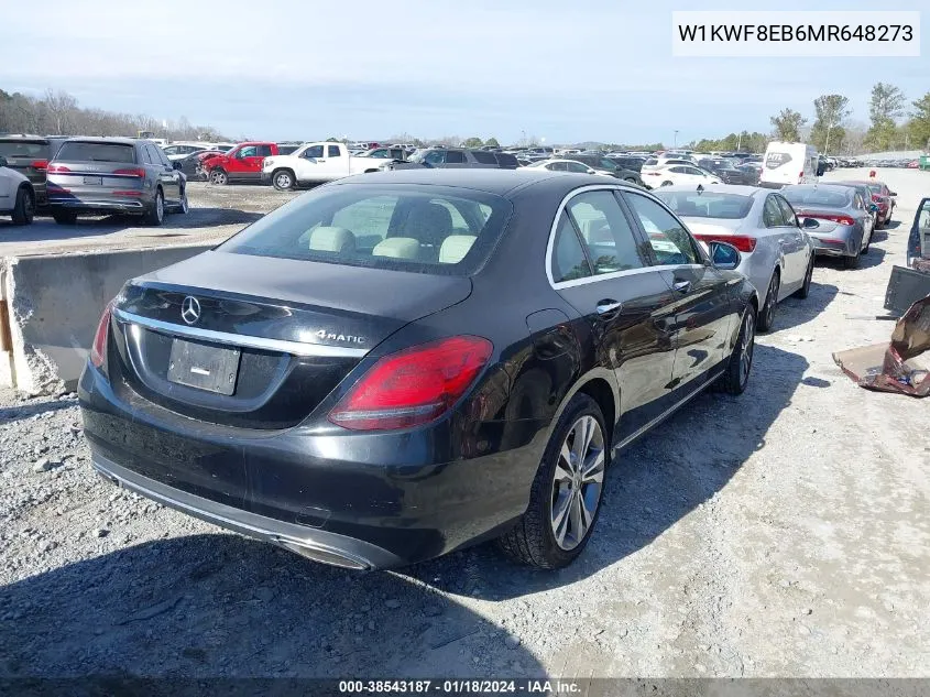 2021 Mercedes-Benz C 300 4Matic VIN: W1KWF8EB6MR648273 Lot: 38543187