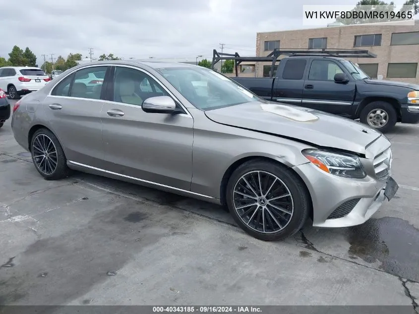 2021 Mercedes-Benz C 300 Sedan VIN: W1KWF8DB0MR619465 Lot: 40343185