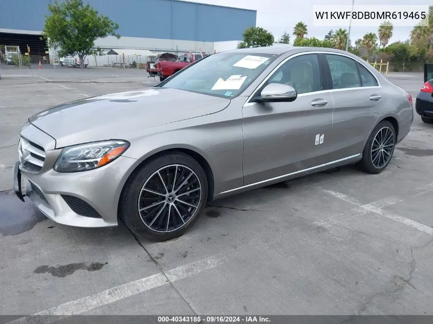 2021 Mercedes-Benz C 300 Sedan VIN: W1KWF8DB0MR619465 Lot: 40343185