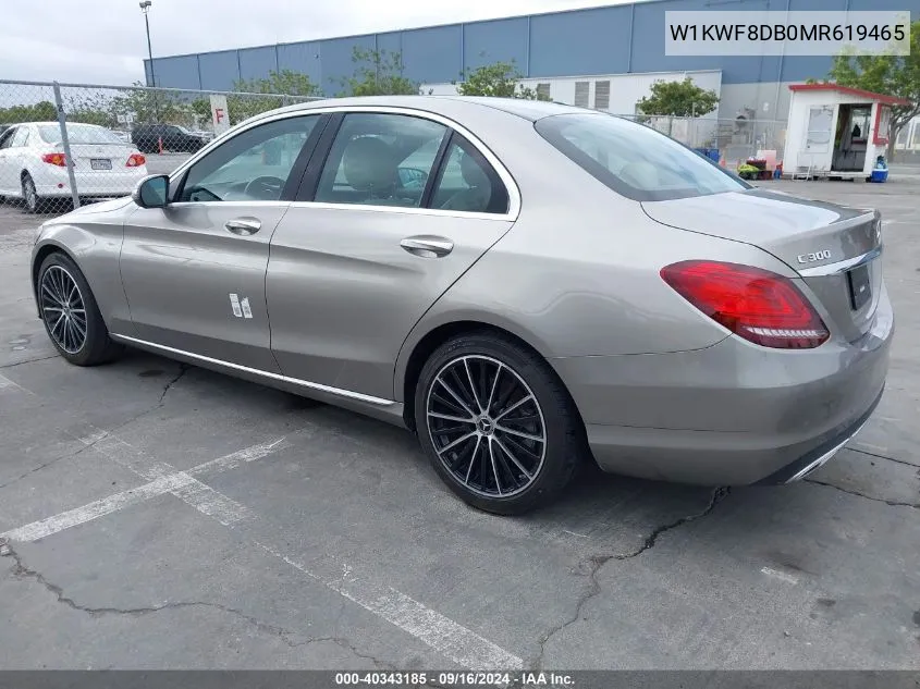 2021 Mercedes-Benz C 300 Sedan VIN: W1KWF8DB0MR619465 Lot: 40343185