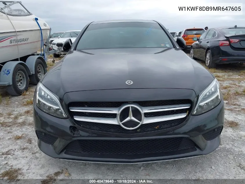 2021 Mercedes-Benz C 300 Sedan VIN: W1KWF8DB9MR647605 Lot: 40479640