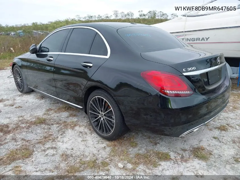 2021 Mercedes-Benz C 300 Sedan VIN: W1KWF8DB9MR647605 Lot: 40479640