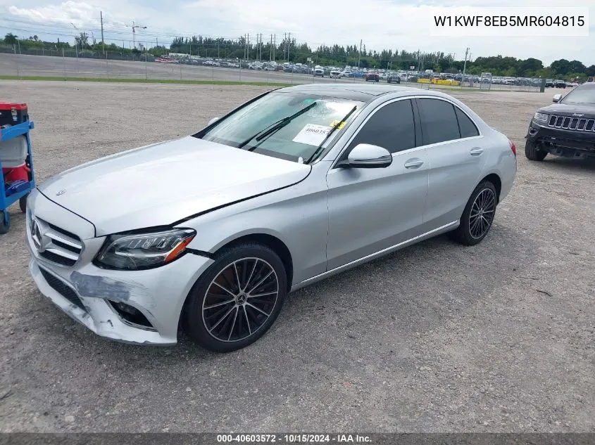 2021 Mercedes-Benz C 300 4Matic VIN: W1KWF8EB5MR604815 Lot: 40603572