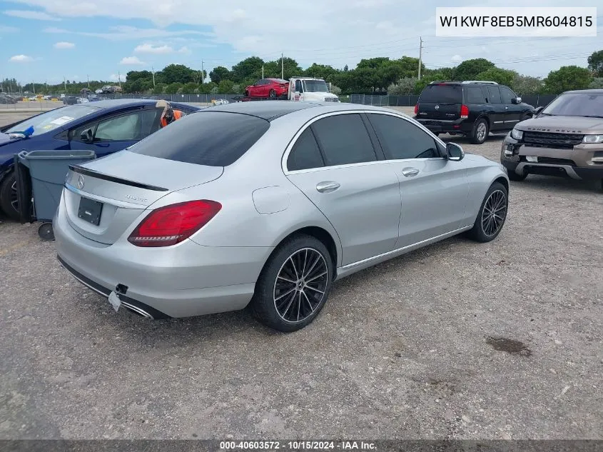 2021 Mercedes-Benz C 300 4Matic VIN: W1KWF8EB5MR604815 Lot: 40603572