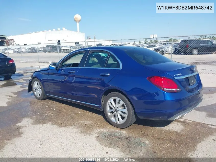 2021 Mercedes-Benz C 300 Sedan VIN: W1KWF8DB2MR648742 Lot: 40658156