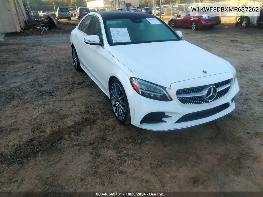 2021 Mercedes-Benz C 300 Sedan VIN: W1KWF8DBXMR637262 Lot: 40669781