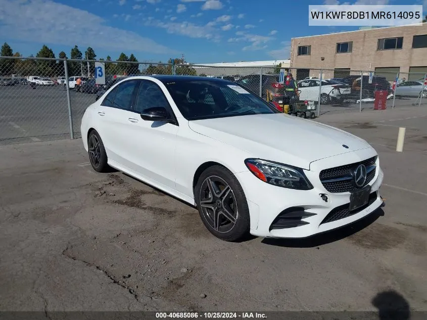 2021 Mercedes-Benz C 300 Sedan VIN: W1KWF8DB1MR614095 Lot: 40685086