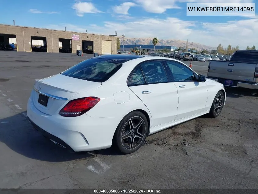 2021 Mercedes-Benz C 300 Sedan VIN: W1KWF8DB1MR614095 Lot: 40685086