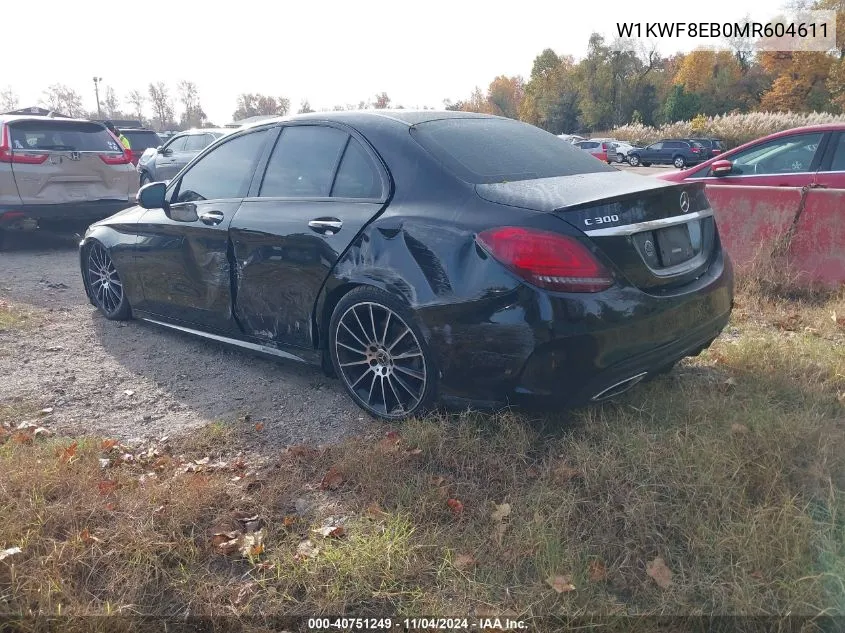 2021 Mercedes-Benz C 4Matic VIN: W1KWF8EB0MR604611 Lot: 40751249