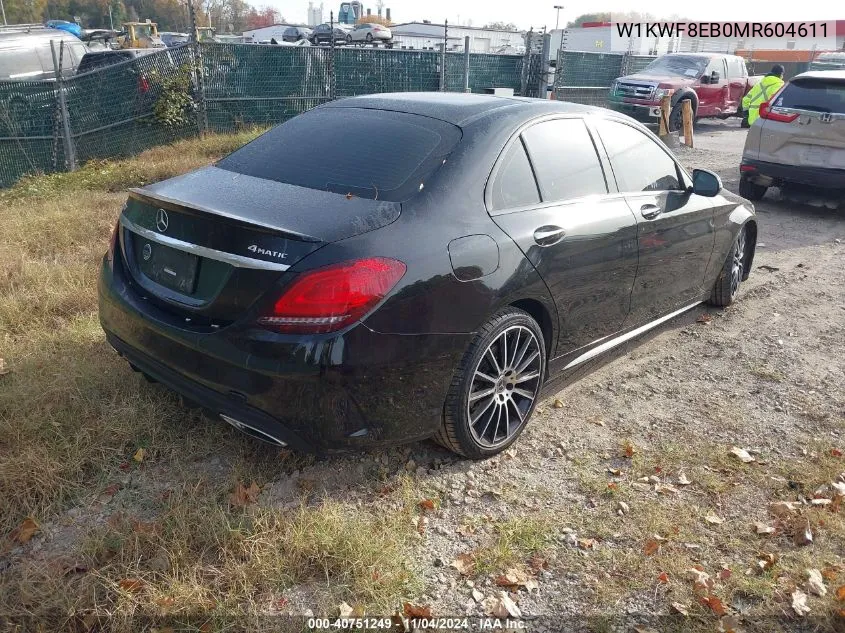 2021 Mercedes-Benz C 4Matic VIN: W1KWF8EB0MR604611 Lot: 40751249