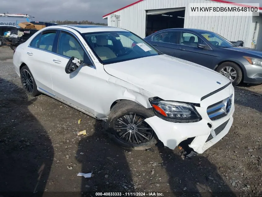 2021 Mercedes-Benz C Sedan VIN: W1KWF8DB6MR648100 Lot: 40833333