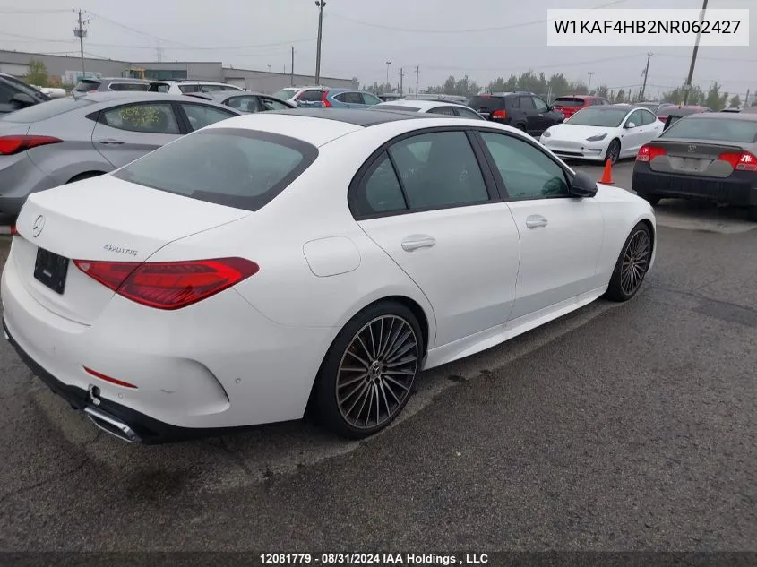 2022 Mercedes-Benz C-Class VIN: W1KAF4HB2NR062427 Lot: 12081779