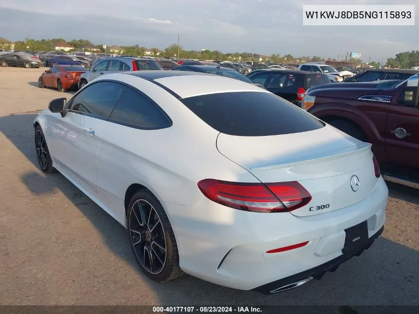 2022 Mercedes-Benz C 300 Coupe VIN: W1KWJ8DB5NG115893 Lot: 40177107