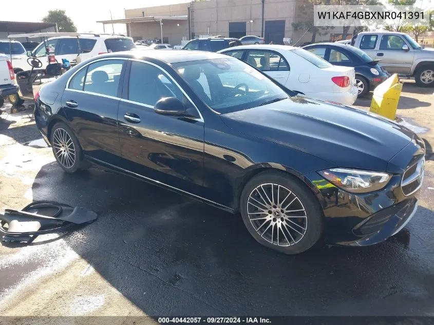 2022 Mercedes-Benz C 300 Sedan VIN: W1KAF4GBXNR041391 Lot: 40442057