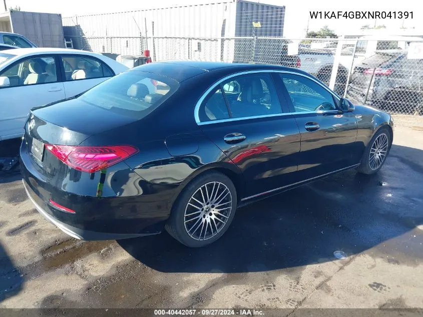 2022 Mercedes-Benz C 300 Sedan VIN: W1KAF4GBXNR041391 Lot: 40442057