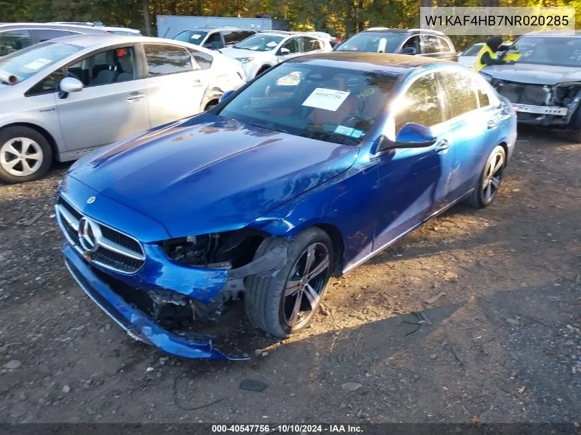 2022 Mercedes-Benz C 300 4Matic VIN: W1KAF4HB7NR020285 Lot: 40547756