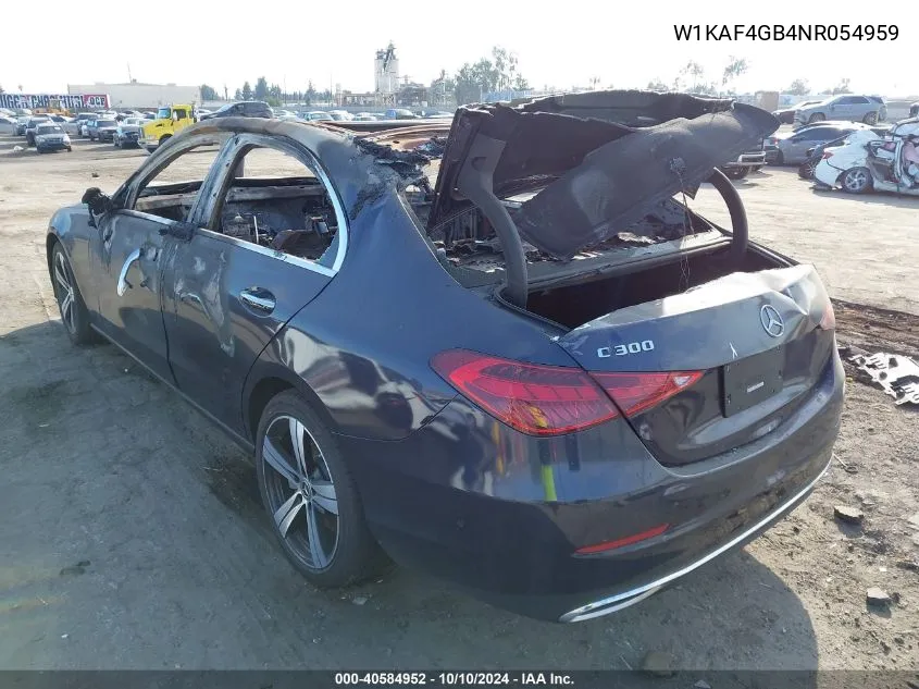 2022 Mercedes-Benz C 300 Sedan VIN: W1KAF4GB4NR054959 Lot: 40584952