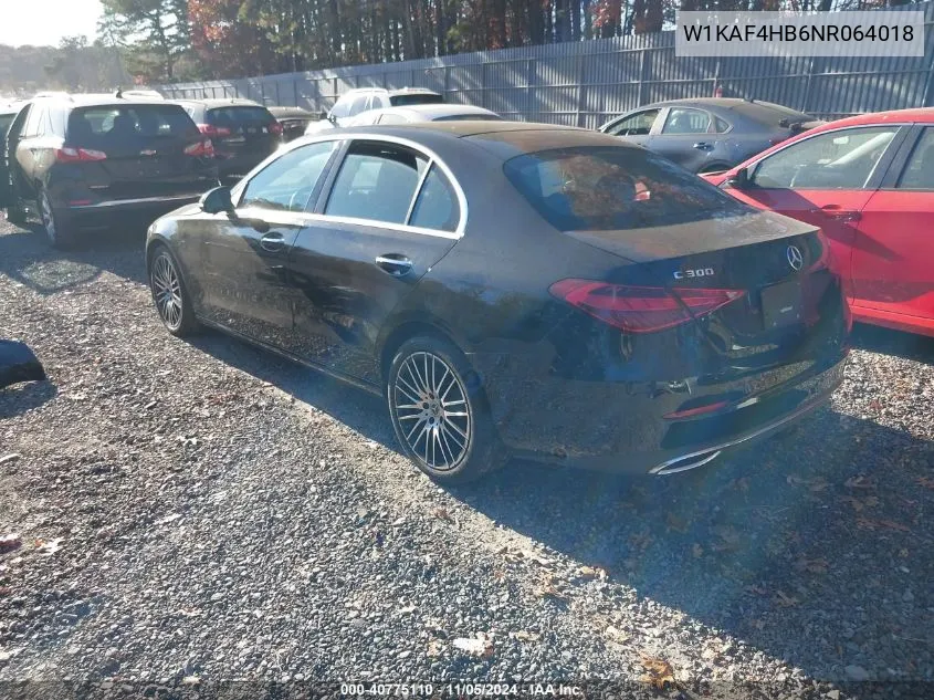 2022 Mercedes-Benz C 300 4Matic VIN: W1KAF4HB6NR064018 Lot: 40775110