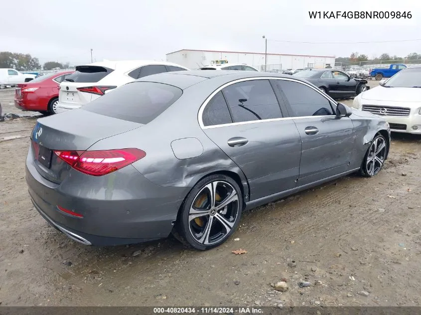 2022 Mercedes-Benz C 300 Sedan VIN: W1KAF4GB8NR009846 Lot: 40820434