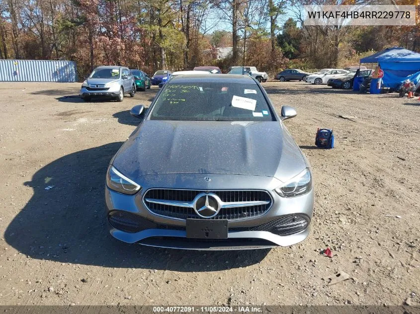 2024 Mercedes-Benz C 300 VIN: W1KAF4HB4RR229778 Lot: 40772091