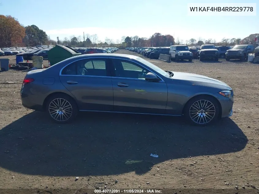 2024 Mercedes-Benz C 300 VIN: W1KAF4HB4RR229778 Lot: 40772091