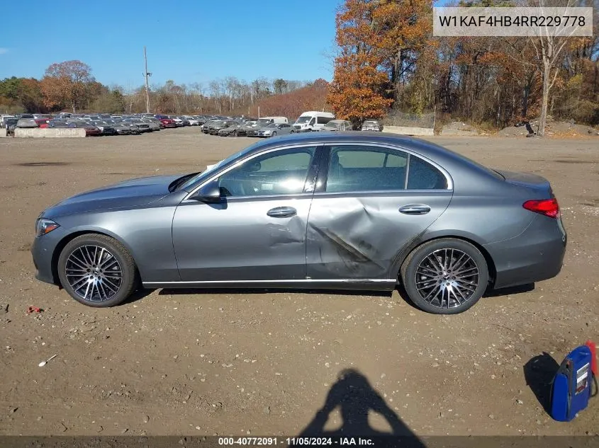 2024 Mercedes-Benz C 300 VIN: W1KAF4HB4RR229778 Lot: 40772091