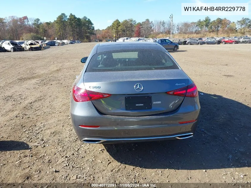 2024 Mercedes-Benz C 300 VIN: W1KAF4HB4RR229778 Lot: 40772091