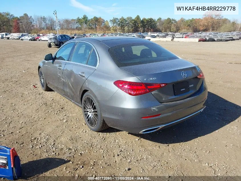 2024 Mercedes-Benz C 300 VIN: W1KAF4HB4RR229778 Lot: 40772091