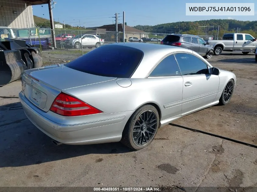 2001 Mercedes-Benz Cl 500 500 VIN: WDBPJ75J41A011096 Lot: 40459351