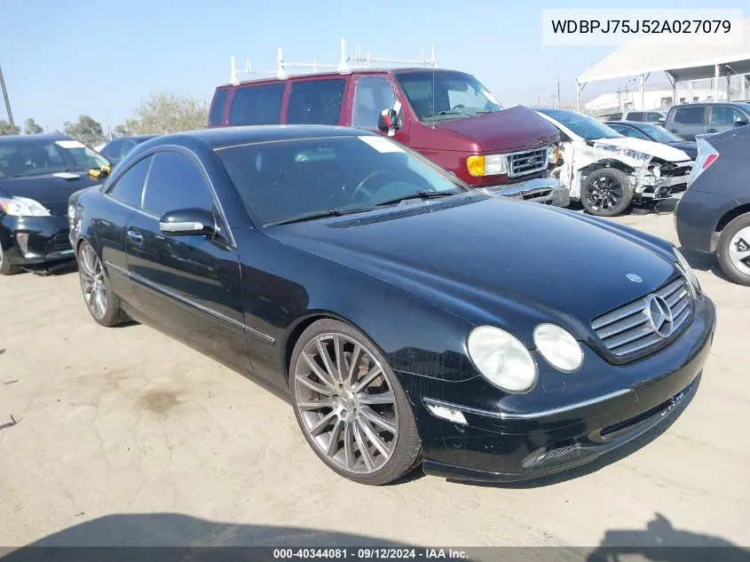 2002 Mercedes-Benz Cl 500 VIN: WDBPJ75J52A027079 Lot: 40344081