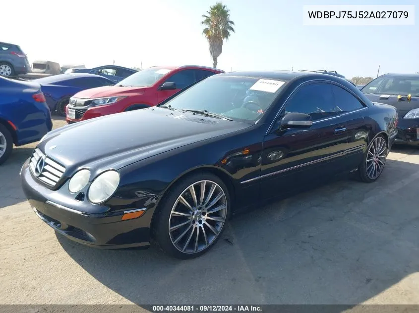 2002 Mercedes-Benz Cl 500 VIN: WDBPJ75J52A027079 Lot: 40344081