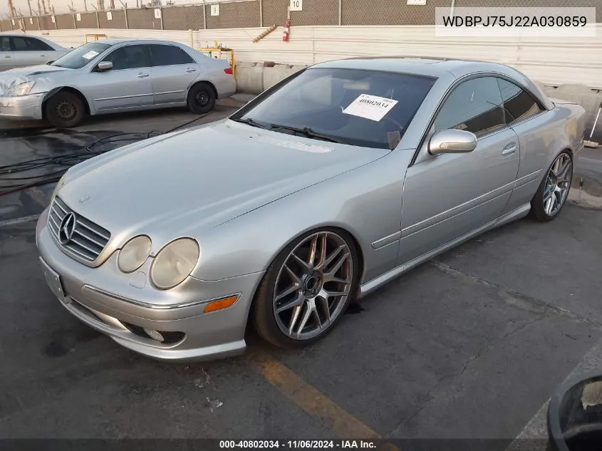 2002 Mercedes-Benz Cl 500 VIN: WDBPJ75J22A030859 Lot: 40802034