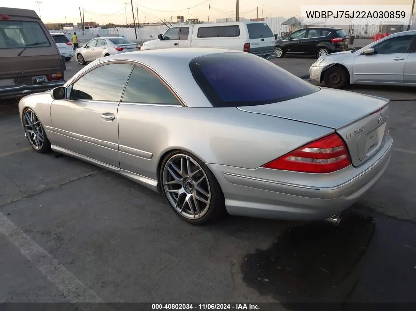 2002 Mercedes-Benz Cl 500 VIN: WDBPJ75J22A030859 Lot: 40802034