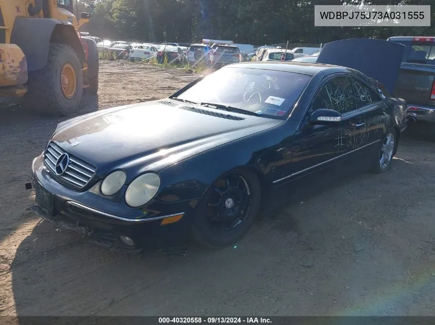 2003 Mercedes-Benz Cl 500 VIN: WDBPJ75J73A031555 Lot: 40320558