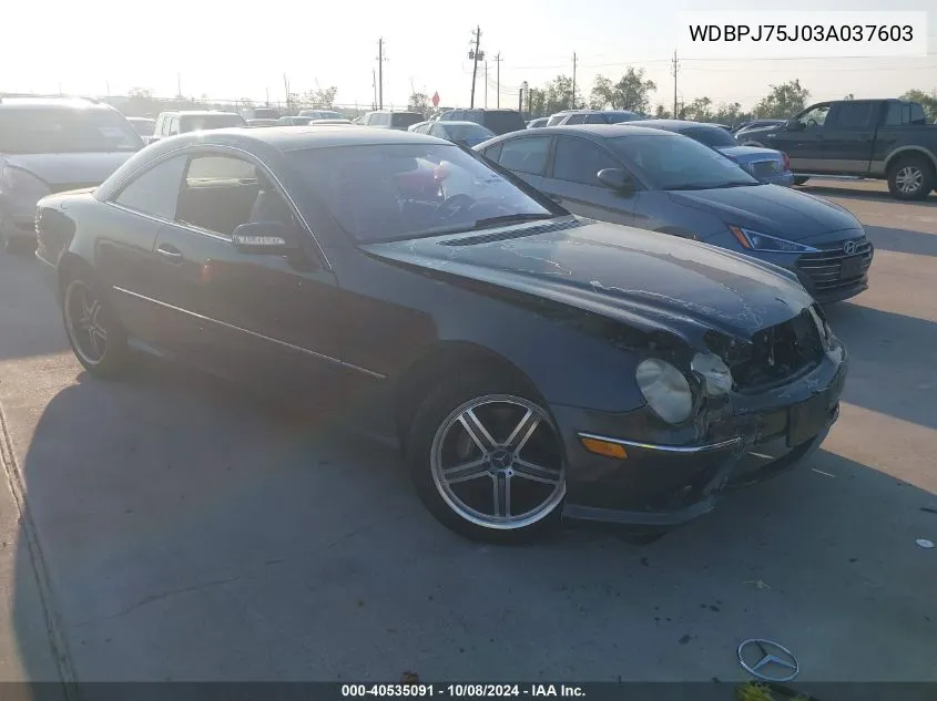 2003 Mercedes-Benz Cl 500 VIN: WDBPJ75J03A037603 Lot: 40535091