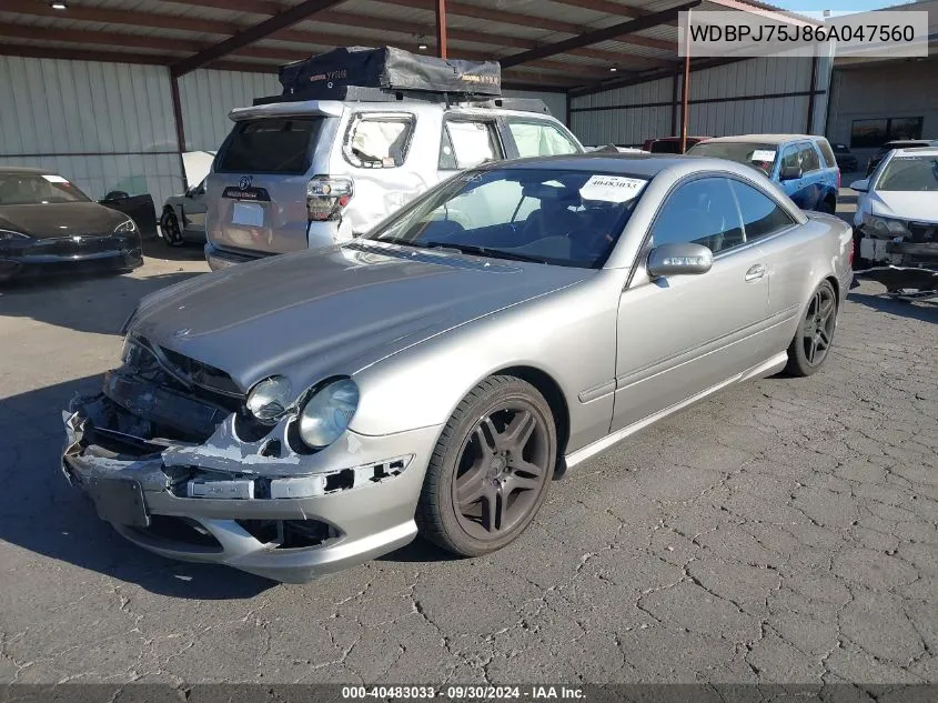 2006 Mercedes-Benz Cl 500 VIN: WDBPJ75J86A047560 Lot: 40483033