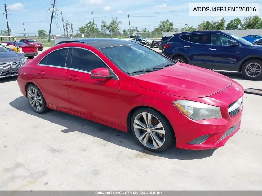 2014 Mercedes-Benz Cla 250 VIN: WDDSJ4EB1EN026016 Lot: 39874326