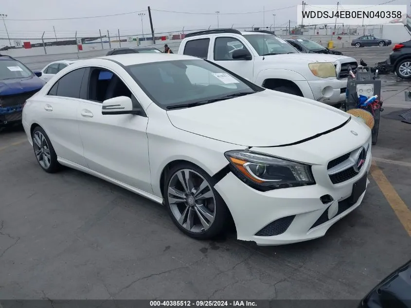 2014 Mercedes-Benz Cla 250 VIN: WDDSJ4EB0EN040358 Lot: 40385512